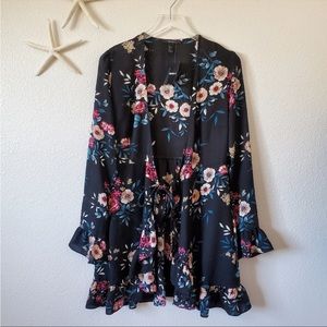 Forever 21 Floral Sheer Cardigan Size Large